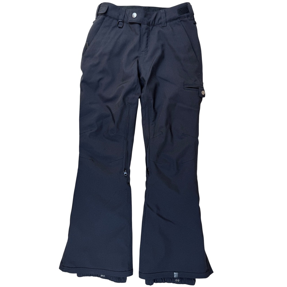 Roxy Medium Snow Pants 10K Waterproof Softshell Black Fleece Lined Gaiters